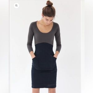 Prairie Underground Commotion Dress two-tone charcoal grey and black denim sz M